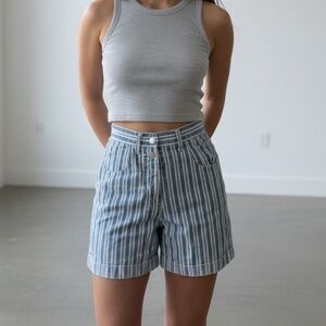 Arizona Jean Company Blue and White Striped Jean Shorts